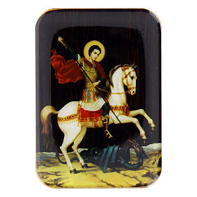 Wooden magnet of St George and black dragon 10 cm
