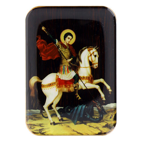 Wooden magnet of St George and black dragon 10 cm 1