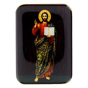 Aimant en bois avec Christ Pantocrator en pied 10 cm