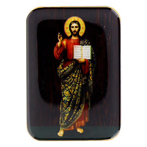 Aimant en bois avec Christ Pantocrator en pied 10 cm 1