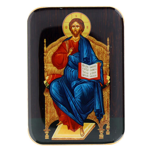 Christ Enthroned, wooden magnet, 4 in 1