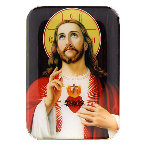 Sacred Heart of Jesus, wooden magnet, 4 in 1