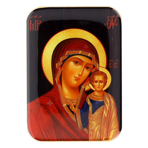 Imán de madera Virgen de Kazanskaya 10 cm 1