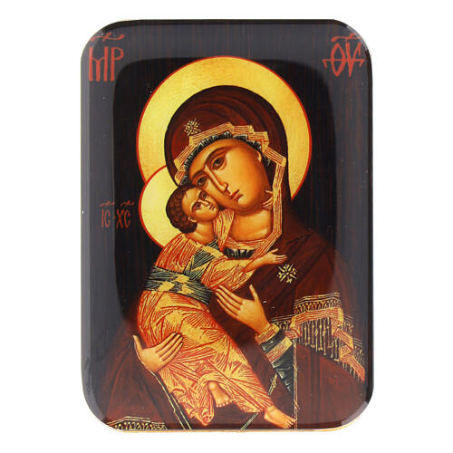 Virgin of Vladimir, magnet of 4 in, wood 1