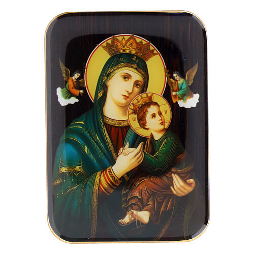 Our Lady of Perpetual Help magnet in wood 10 cm 1