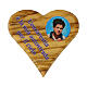 Magnet in Herzform aus Olivenholz Carlo Acutis mit Inschrift 3x3 cm s1