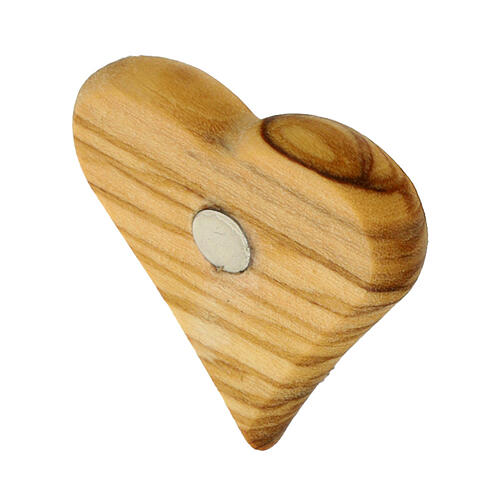 Olivewood magnet, heart with Carlo Acutis' image and phrase, ITA, 1.4x1.4 in 2