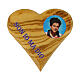 Olivewood magnet, heart with Carlo Acutis' image and phrase, ITA, 1.4x1.4 in s1