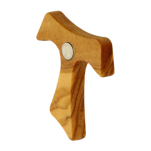 Magnete croce tau Carlo Acutis legno ulivo 3x4 cm 2