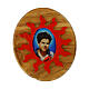 Oval Carlo Acutis magnet sun red rays in olive wood s1