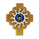 Cross-shaped olivewood magnet, white rays and Carlo Acutis' image, 1.3x1.5 in s1