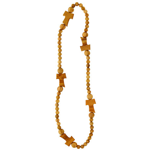 Rosary necklace Tau Carlo Acutis in olive wood 3