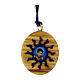 Carlo Acutis Oval Pendant Blue Sun in Olive Wood s1