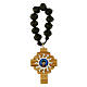 Single decade rosary ring, green beads and olivewood cross with Carlo Acutis, 7 in s1