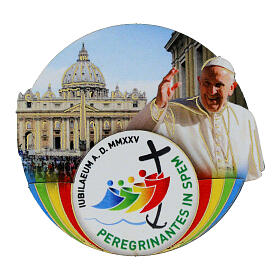 Round magnet with Jubilee 2025 official logo and Pope Francis, 2x2.5 in