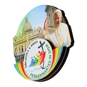 Round magnet with Jubilee 2025 official logo and Pope Francis, 2x2.5 in