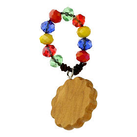 Single decade rosary bracelet of Carlo Acutis, colourful stones and olivewood