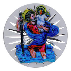 Magnet with 1.6-inch round aluminum plate, St. Christopher