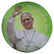 Íman Papa Leão XIV com saudação fundo verde em vidro 5 cm s1