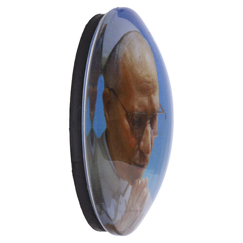 Glass magnet of Pope Leo XIV in prayer, blue background, 2 in 2