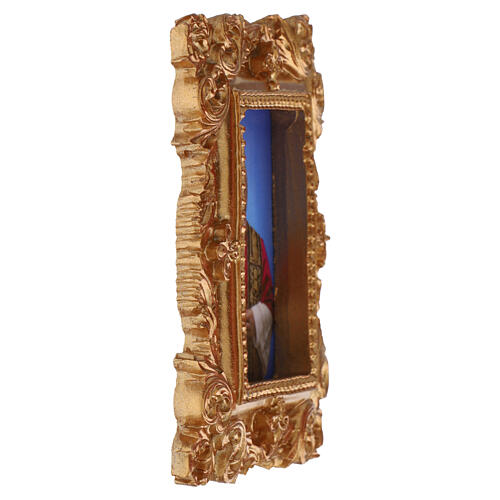 Magnet of Pope Leo XIV with red liturgical vestments and baroque wooden frame, 4x3 in 2