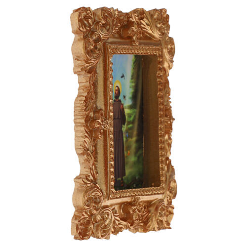 St Francis Magnet with Baroque Wooden Frame, 10x8 cm 2