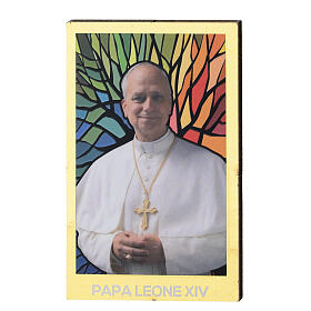 Calamita rettangolare lamina color oro Papa Leone 8x5 cm