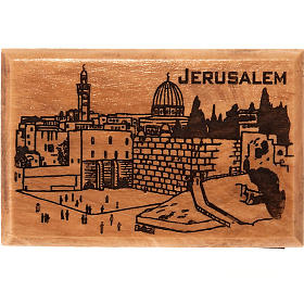 Magnets religieux: Aimant en bois d'olivier, ville de Jérusalem Magnets religieux: Aimant en bois d'olivier, ville de Jérusalem