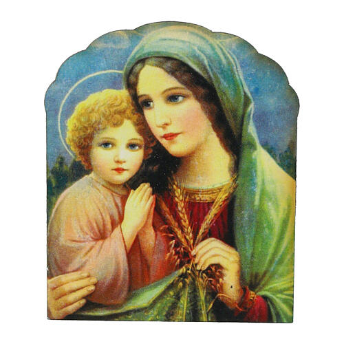 Magnet in wood, Our Lady and baby 1