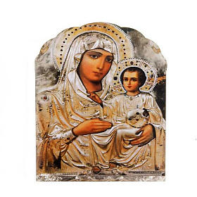 Imán de madera Virgen con el Niño color plata