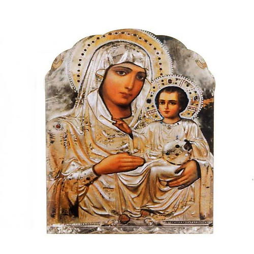 Magnet in wood, Our Lady and baby, silver colour 1