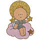 Christmas Magnet in wood, baby Jesus with star s1