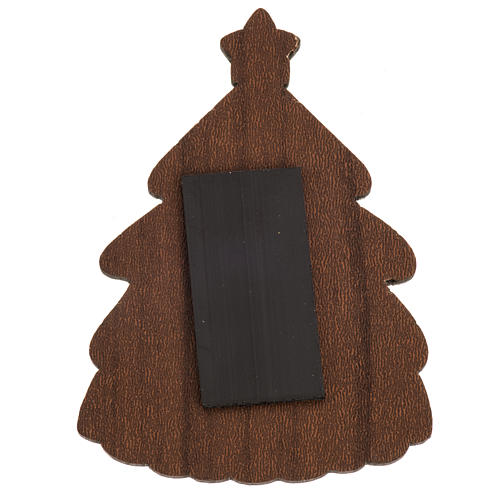 Magnet in wood, pine shaped with Nativity scene 2