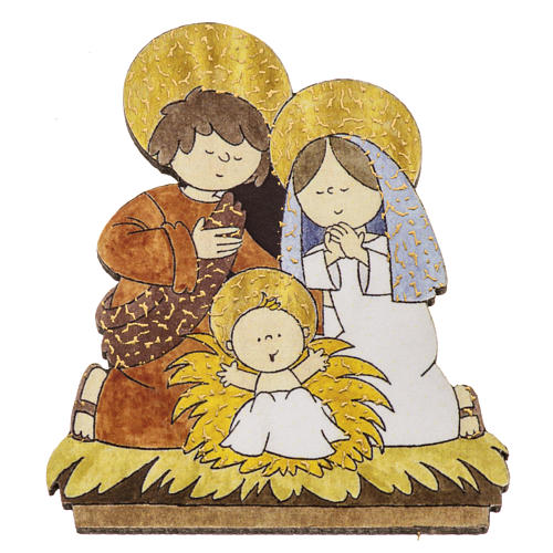 Magnet in wood with image of the Holy Family 1