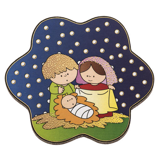 Imán de madera Natividad cielo estrellado 1
