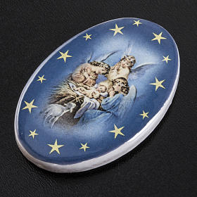 Religiöse Magnete: Magnet Keramik Schutzengeln oval