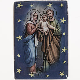 Magnet in ceramic with Holy Family standing