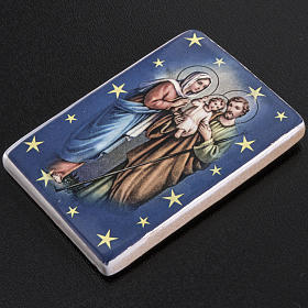 Magnet in ceramic with Holy Family standing
