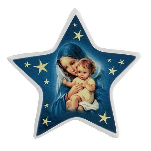 Star magnet Virgin Mary and baby Jesus terracotta 1