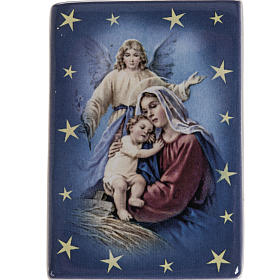 Imanes de los Santos, Virgen y Papa: Imán cerámica María con Niño y ángel de la guarda