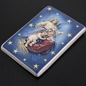 Magneti dei Santi, Madonna, Papa: Calamita ceramica Maria con bimbo e angelo custode
