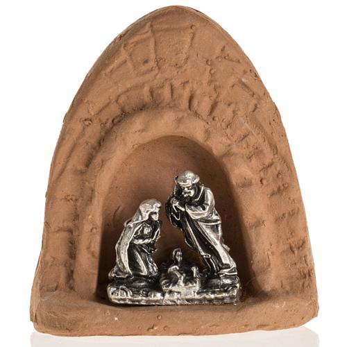 Magnet in terracotta with Nativity 7x4.5cm 1