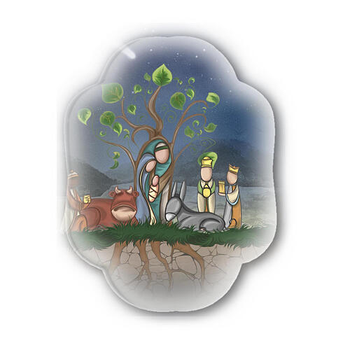 Resin magnet with Tree of Life Nativity Scene 2.5x2 in 1