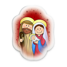Resin magnet with Nativity on red background 2.5x2 in