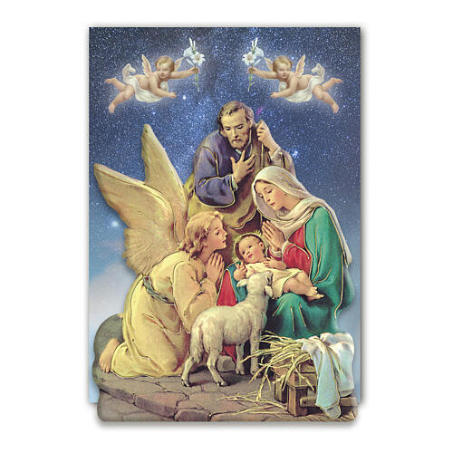 Aimant Nativité avec Adoration des Anges résine 7x6 cm 2