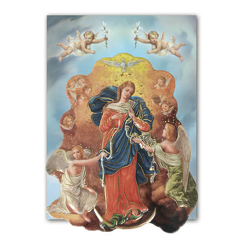 Our Lady of the Knots magnet with resin cherubs 7x6cm 2