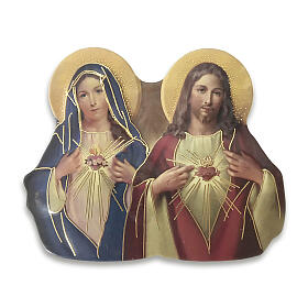 Three-dimensional bas-relief Immaculate Hearts in resin 6x7cm