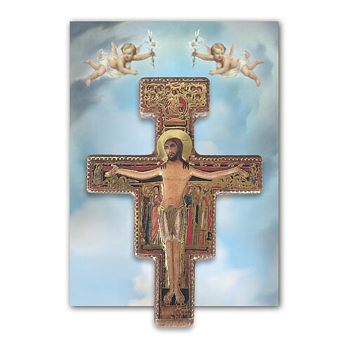 Aimant tridimensionnel Crucifix Saint Damien 8x6 cm 2