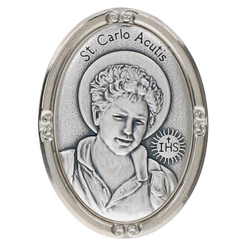 Carlo Acutis 1.5x1.1-inch silver oval magnet 1