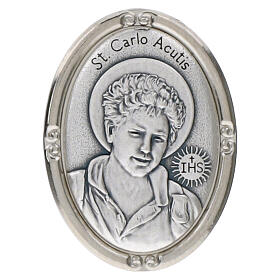 Ímã oval prateado Carlo Acutis 40x30 mm zamak
